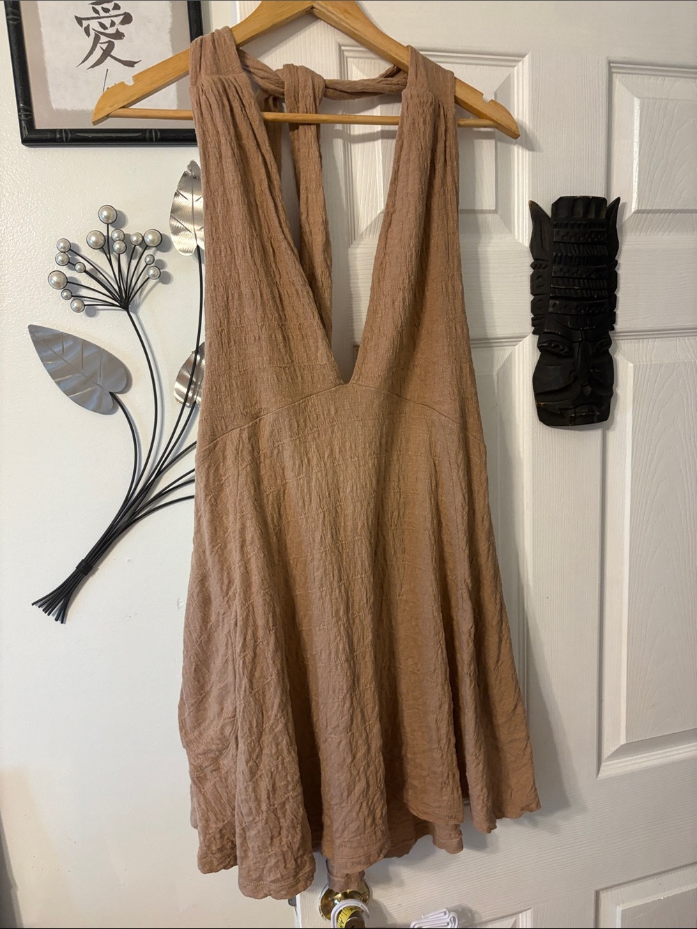 Free People Backless Halter Dress in Light Brown